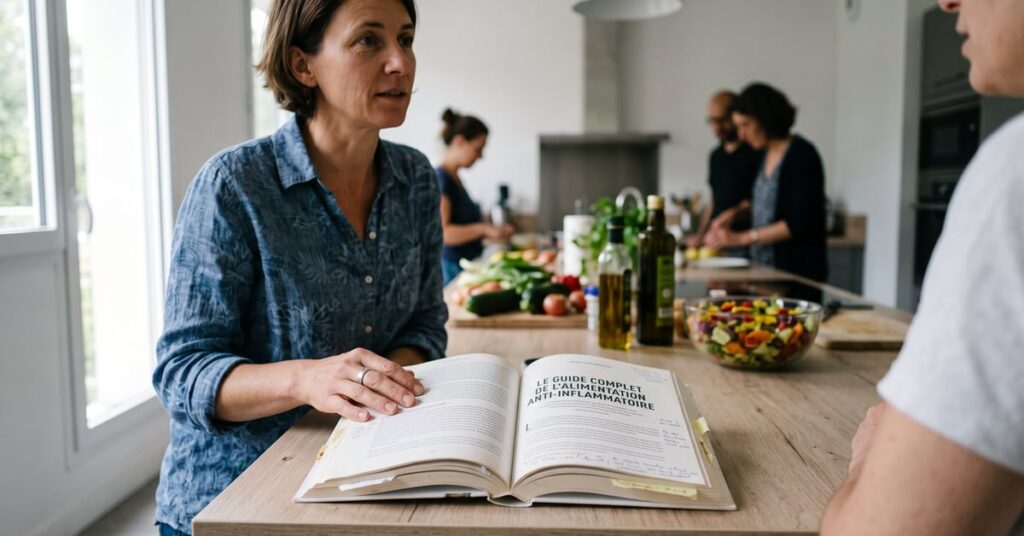 Guide complet alimentation anti-inflammatoire : aliments colorés riches en antioxydants sur une table moderne