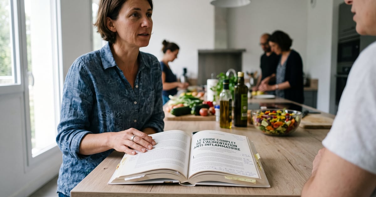 Guide complet alimentation anti-inflammatoire : aliments colorés riches en antioxydants sur une table moderne