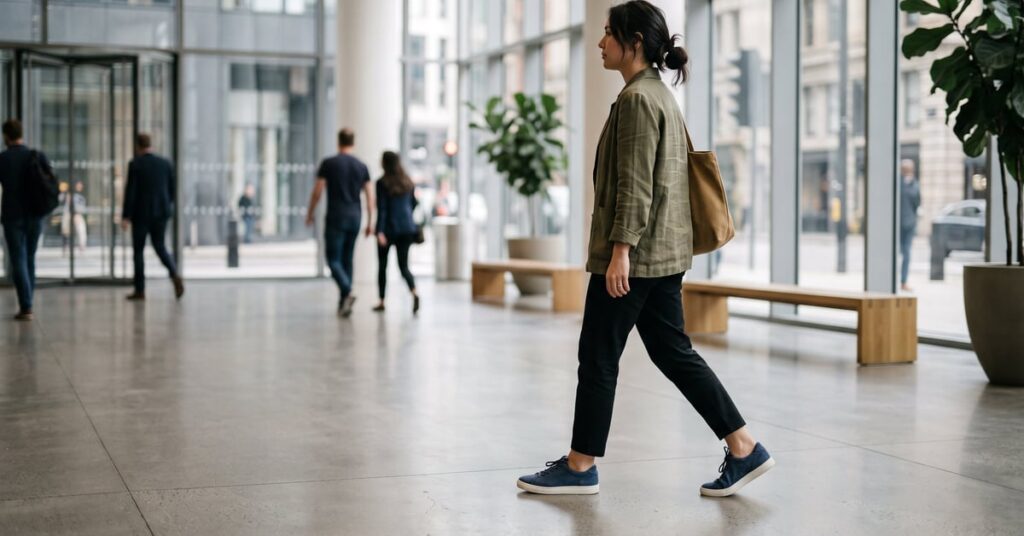 Chaussures confort moderne femme élégantes et tendance, posées sur un fond épuré