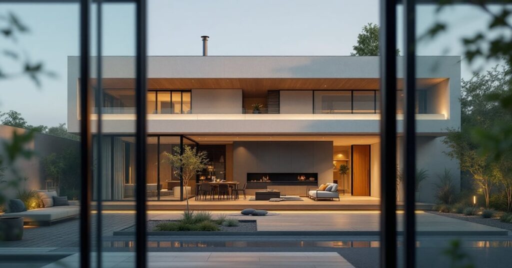 Rénovation extérieure maison années 70 : façade modernisée avec bardage et menuiseries contemporaines